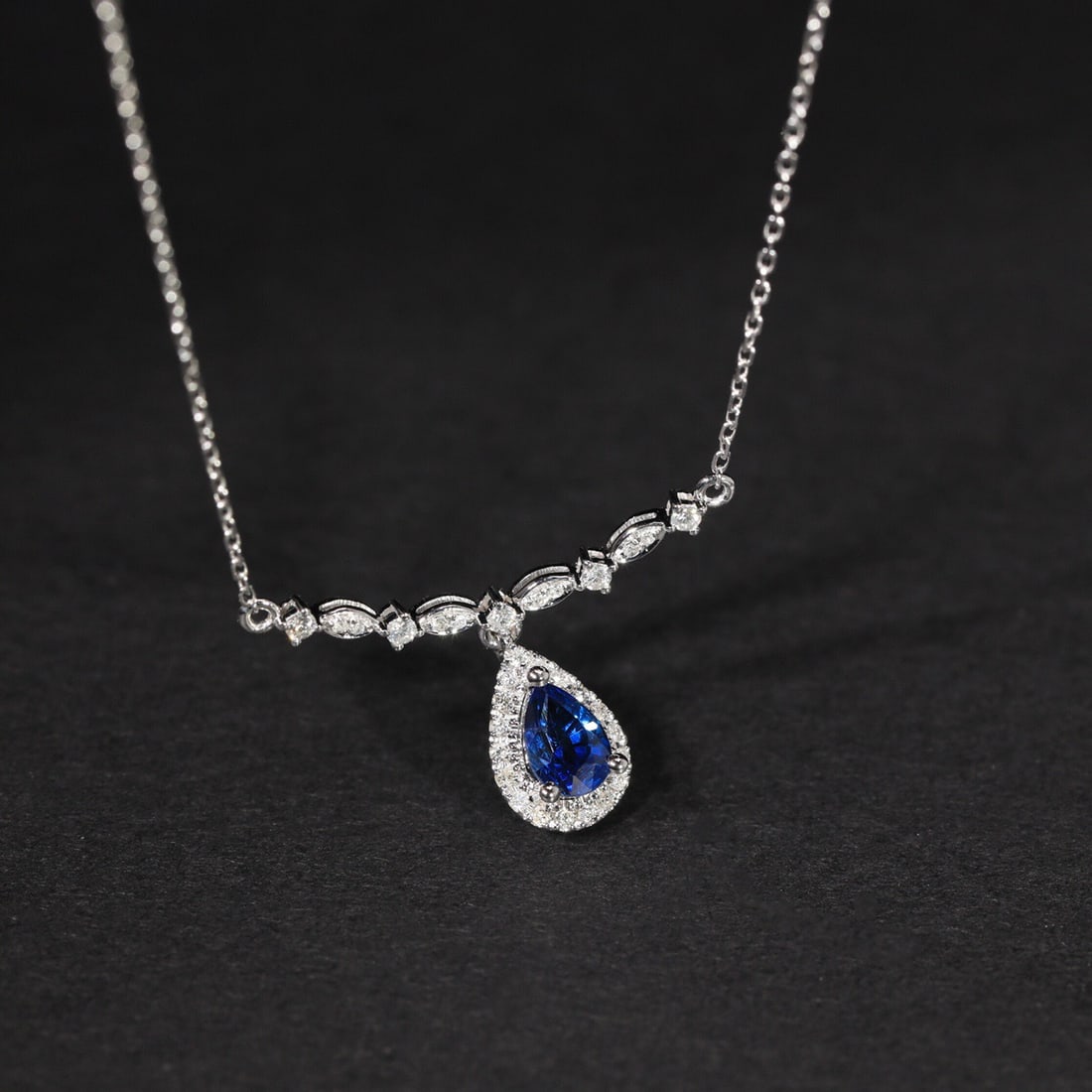 14k Gold 0.67 Ct Natural Sapphire & Diamond Necklace - 7