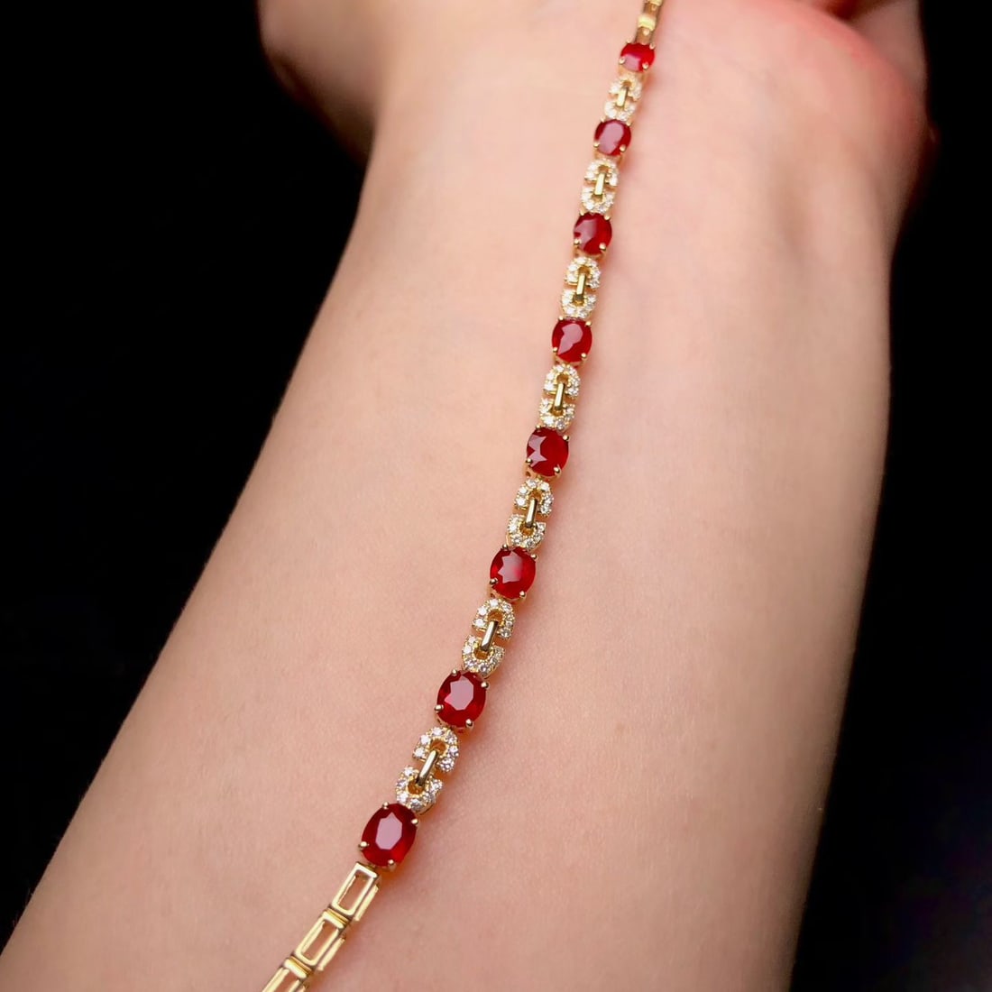 14k Gold 2.95 Ctw Natural Ruby & Diamond Bracelet - 5