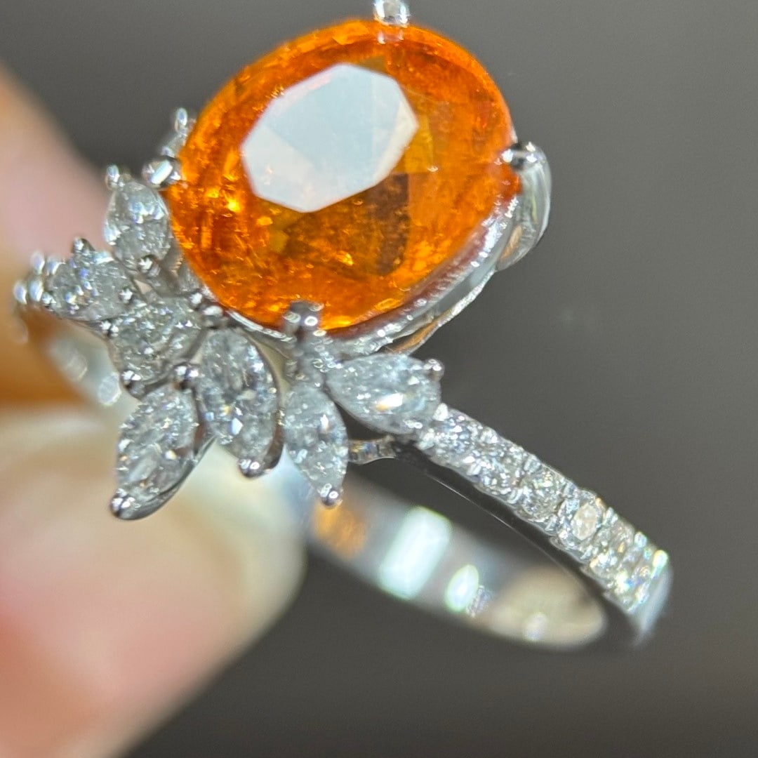 14k Gold 4.16 Ctw Natural Spessartine & Diamond Ring - 5