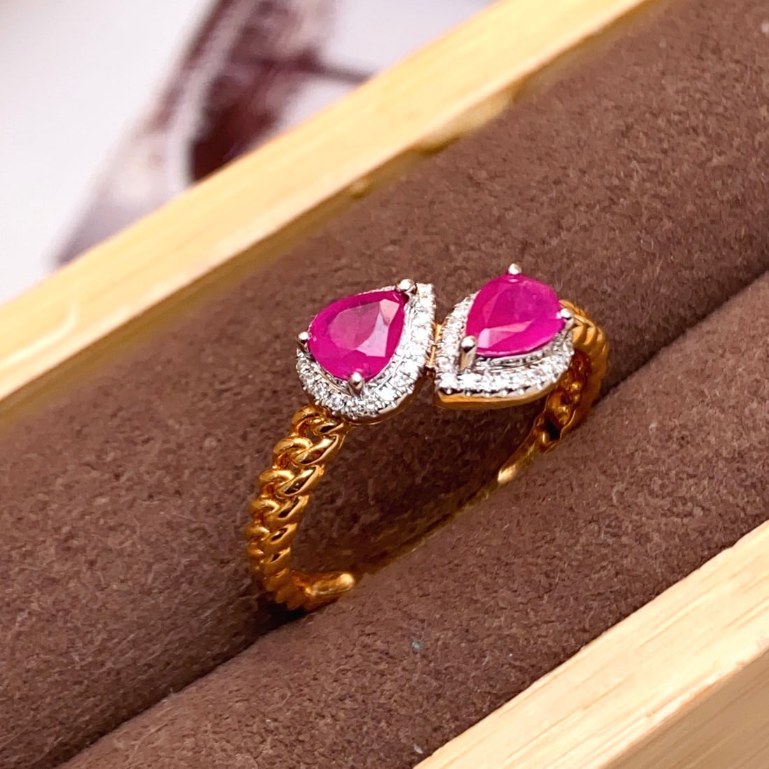 14k Gold 0.93 Ct Natural Ruby & Diamond Ring - 3