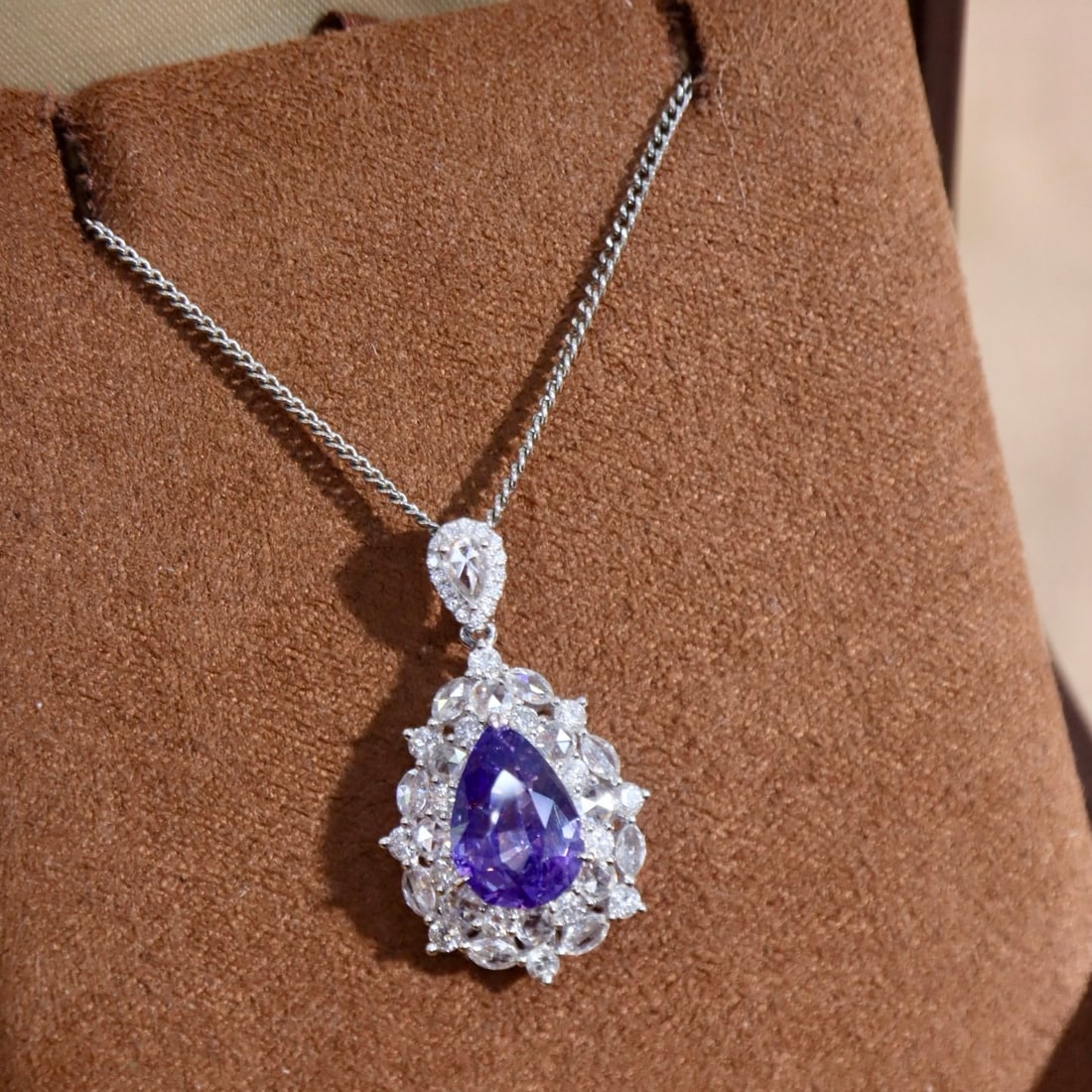 14k Gold 3.43 Ctw Natural Sapphire & Diamond Pendant( Without Chain ) - 3