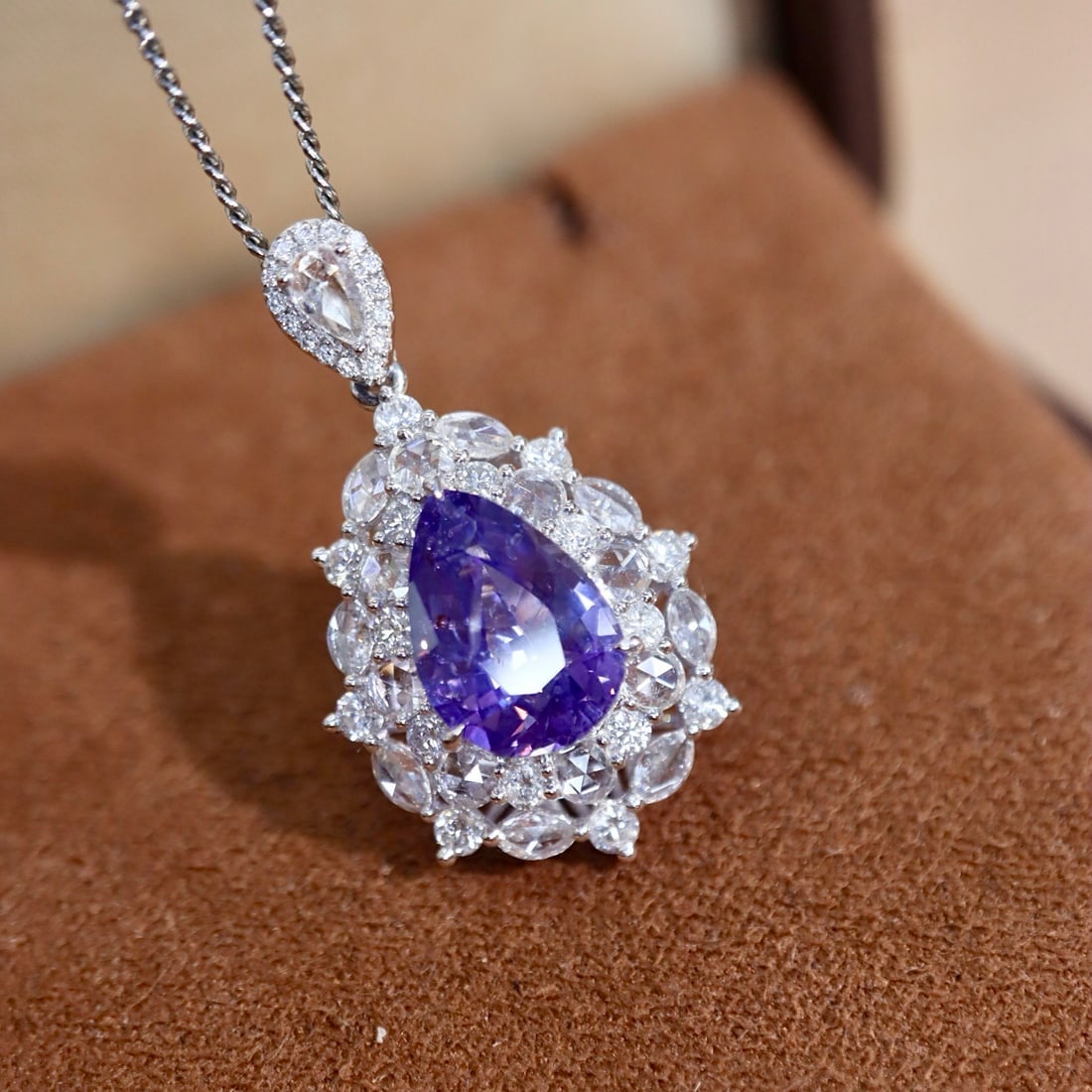 14k Gold 3.43 Ctw Natural Sapphire & Diamond Pendant( Without Chain ) - 4