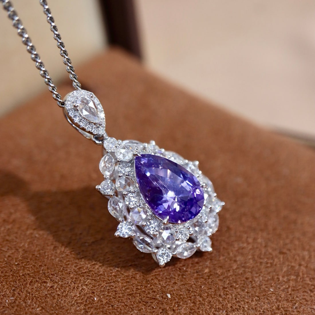 14k Gold 3.43 Ctw Natural Sapphire & Diamond Pendant( Without Chain ) - 5