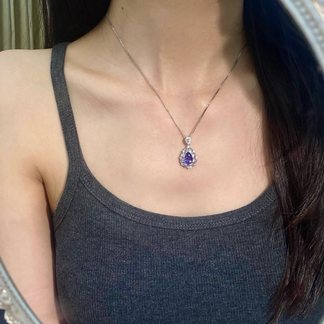 14k Gold 3.43 Ctw Natural Sapphire & Diamond Pendant( Without Chain ) - 8