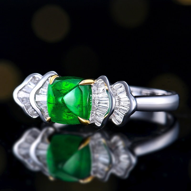 14k Gold 1.43 Ctw Vivid Green Natural Emerald & Diamond Ring - 2