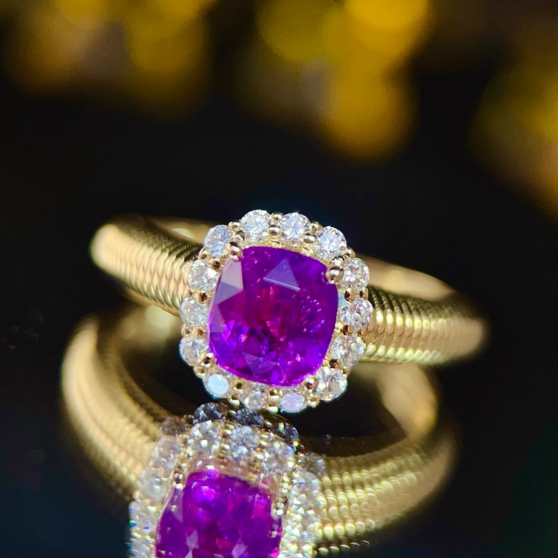 14k Gold 1.68 Ct Natural Sapphire & Diamond Ring - 3