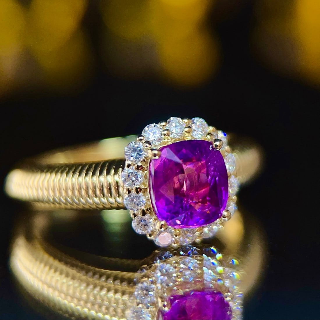 14k Gold 1.68 Ct Natural Sapphire & Diamond Ring - 4