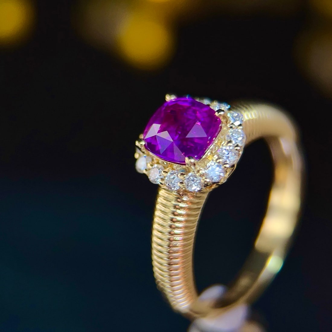 14k Gold 1.68 Ct Natural Sapphire & Diamond Ring - 5