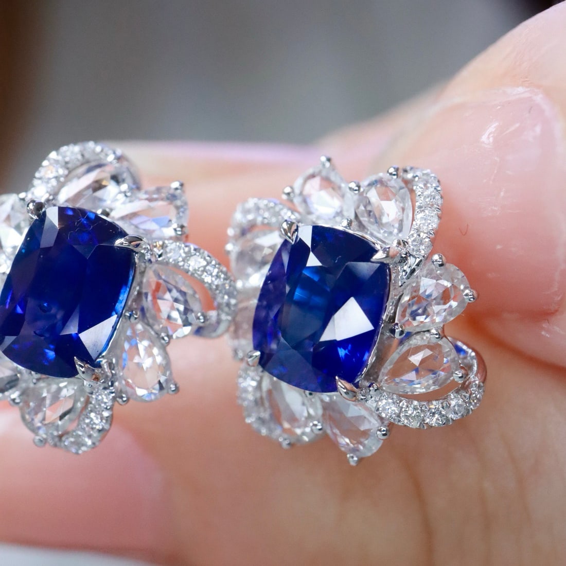 14k Gold 3.36 Ctw Natural Sapphire & Sapphire Earrings - 2