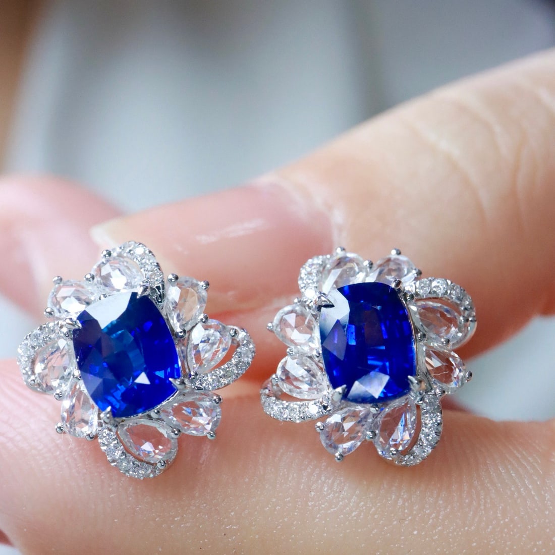 14k Gold 3.36 Ctw Natural Sapphire & Sapphire Earrings - 6
