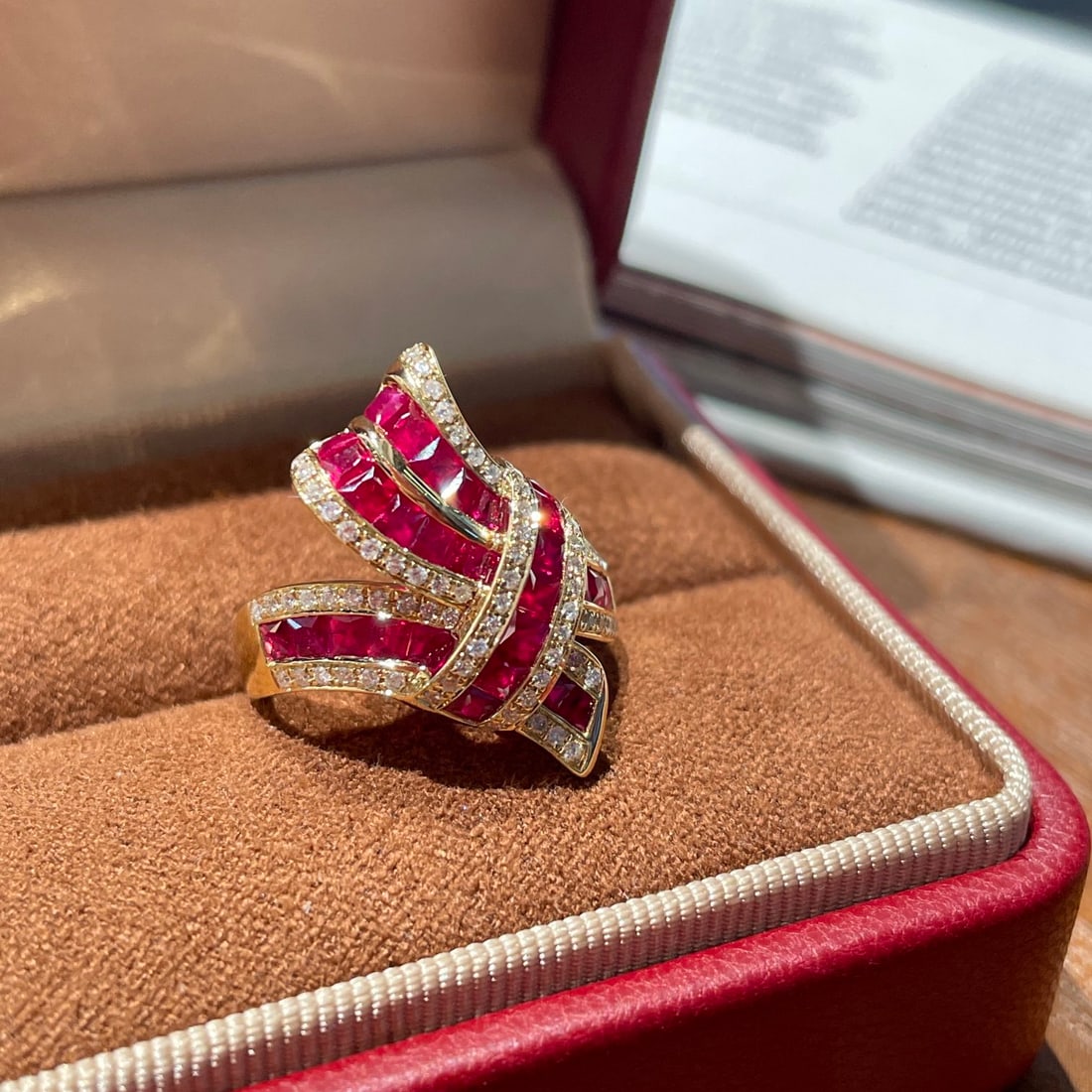 14k Gold 2 Ct Natural Ruby & Diamond Ring - 2