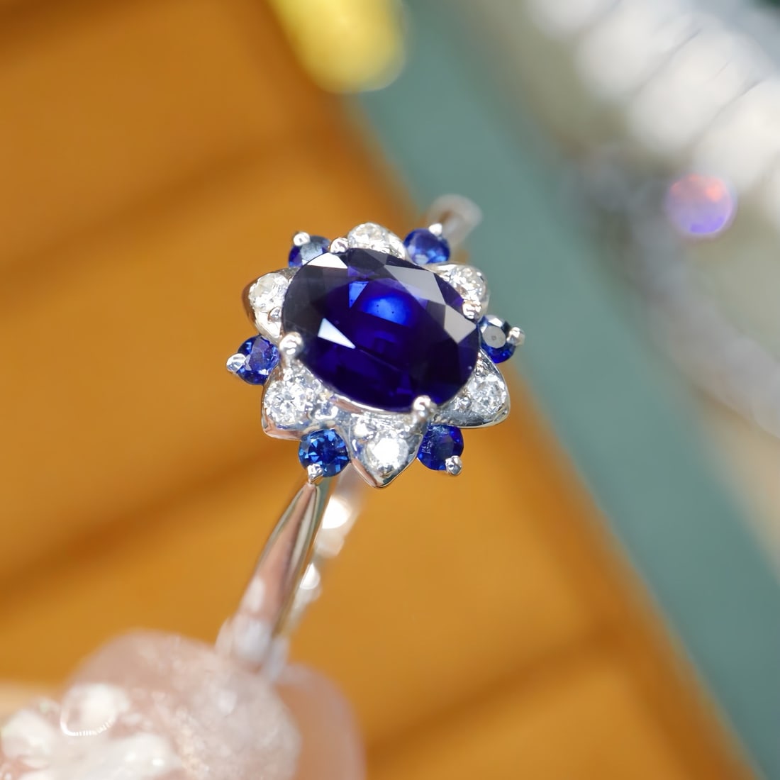 14k Gold 0.80 Ctw Natural Sapphire & Sapphire Ring - 3