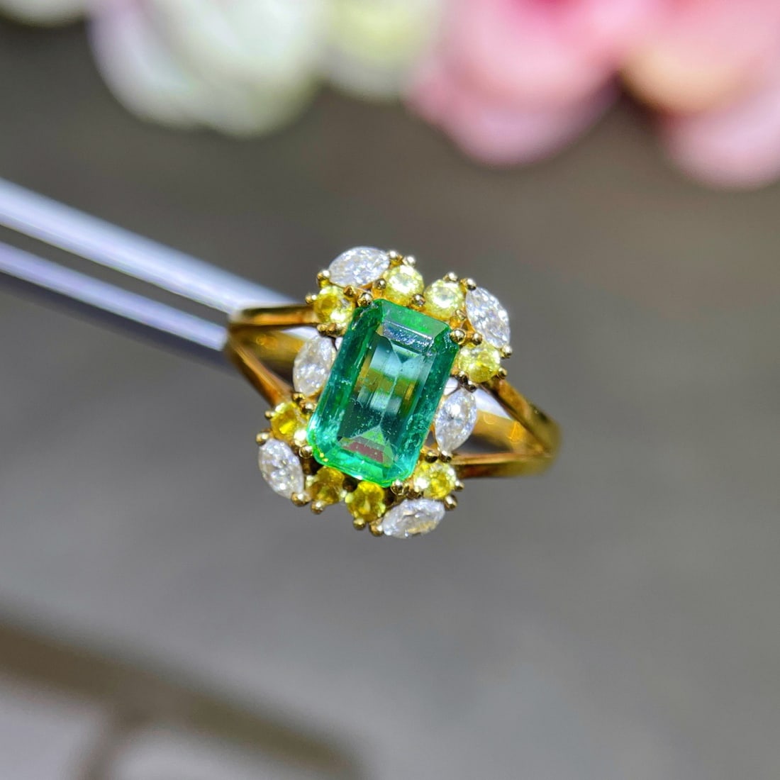 14k Gold 1.39 Ctw Natural Emerald & Diamond Ring - 3