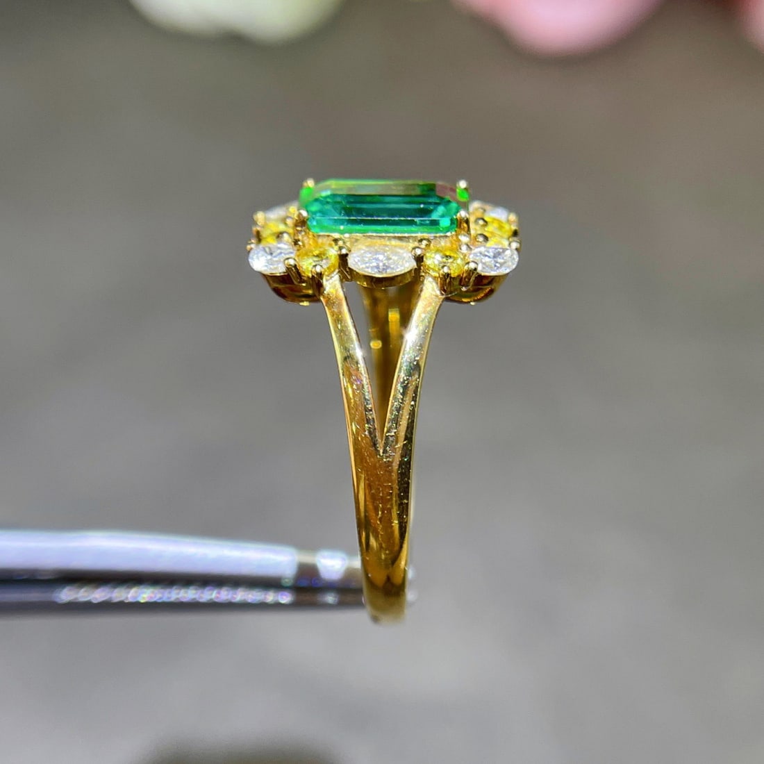 14k Gold 1.39 Ctw Natural Emerald & Diamond Ring - 4