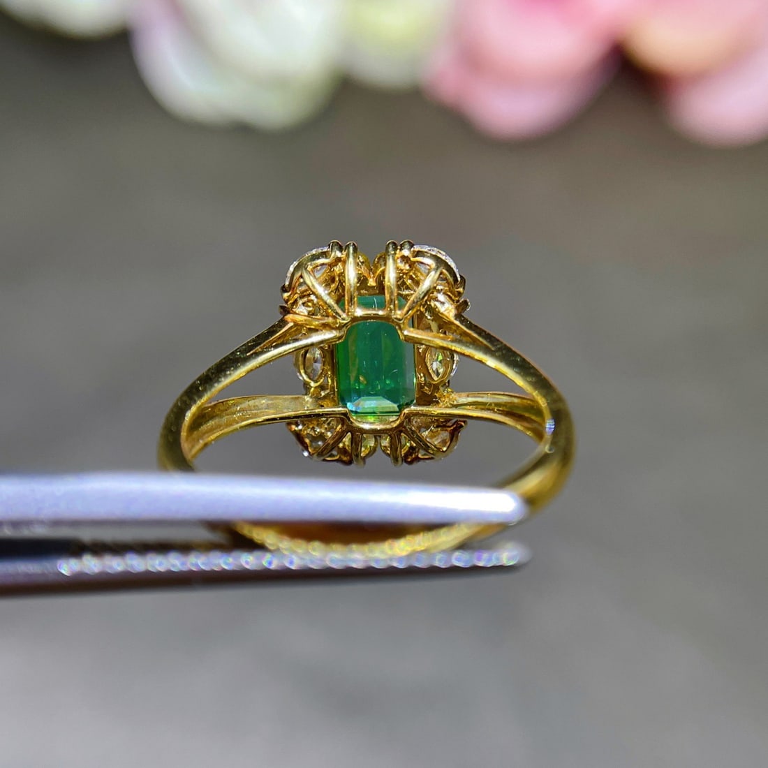 14k Gold 1.39 Ctw Natural Emerald & Diamond Ring - 5