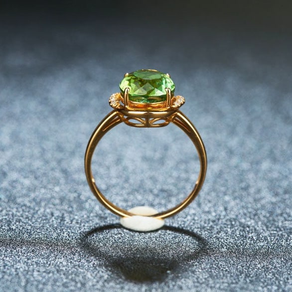 14k Gold 3.7 Ct Natural Tourmaline & Diamond Ring - 6