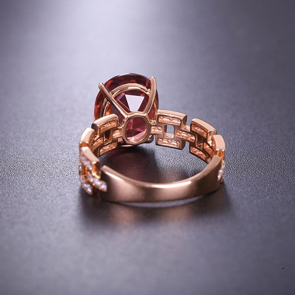 14k Gold 4.93 Ctw Natural Tourmaline & Diamond Ring - 4