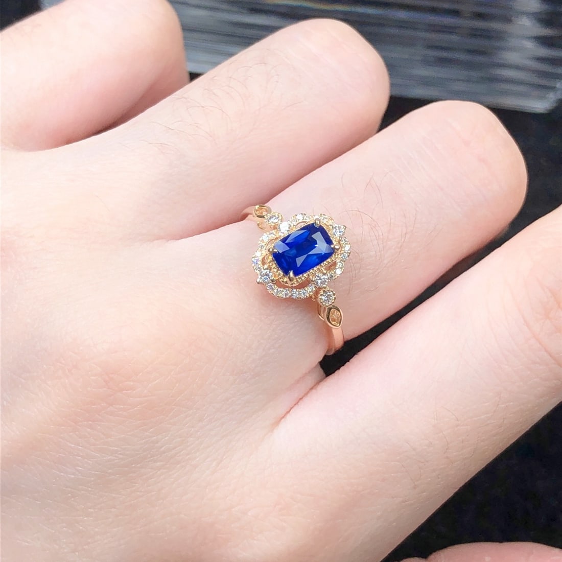 14k Gold 0.99 Ctw Natural Sapphire & Diamond Ring - 7