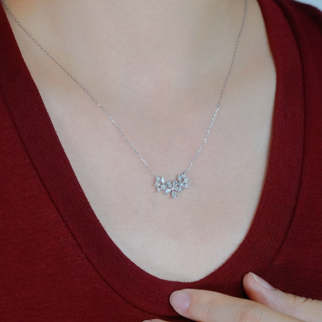 14k Gold 0.75 Ct Natural H Diamond Necklace - 3