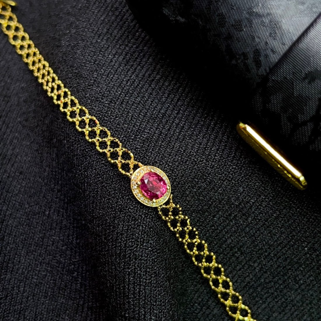 14k Gold 0.68 Ct Natural Ruby & Diamond Bracelet - 3