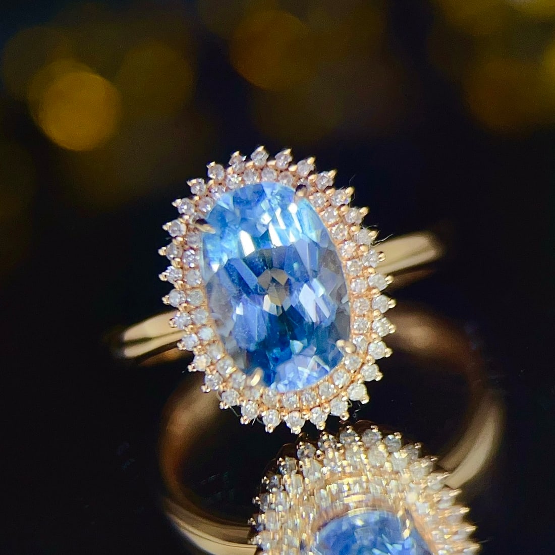 14k Gold 1.92 Ct Natural Aquamarine & Diamond Ring - 2