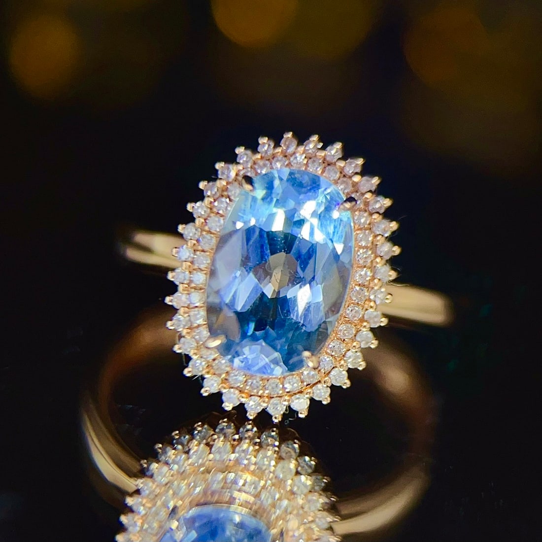 14k Gold 1.92 Ct Natural Aquamarine & Diamond Ring - 3