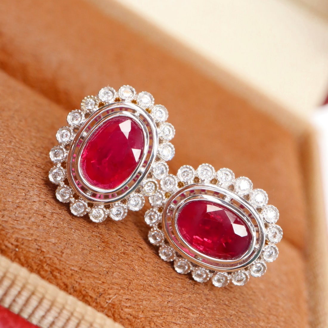 14k Gold 1.26 Ctw Natural Ruby & Diamond Earrings - 2
