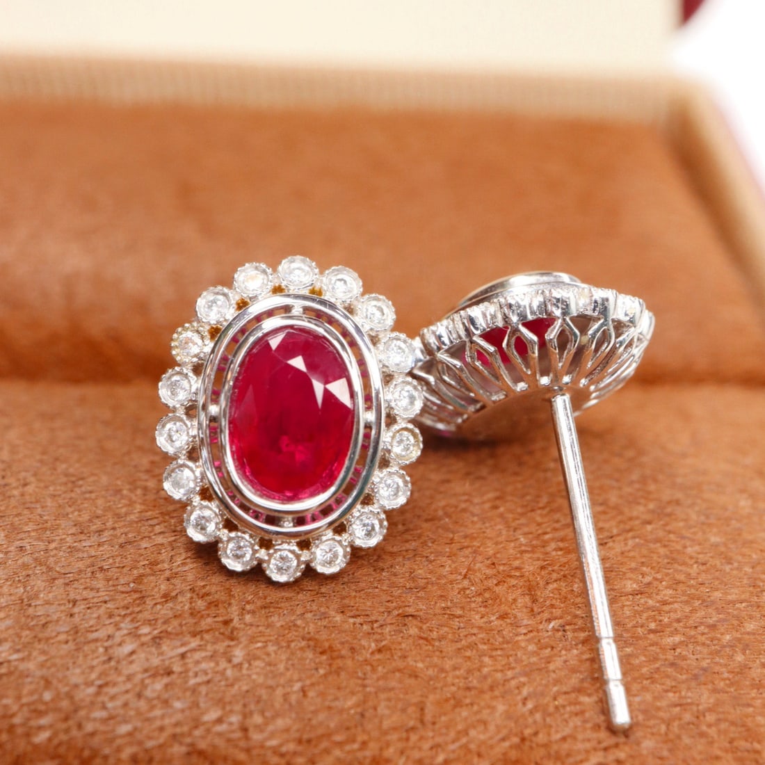 14k Gold 1.26 Ctw Natural Ruby & Diamond Earrings - 3