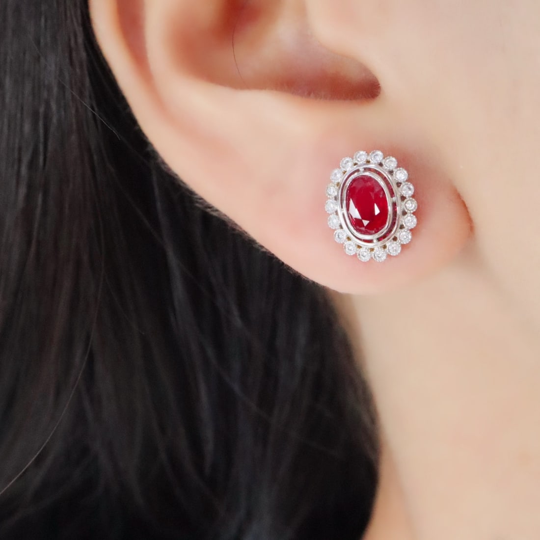 14k Gold 1.26 Ctw Natural Ruby & Diamond Earrings - 5