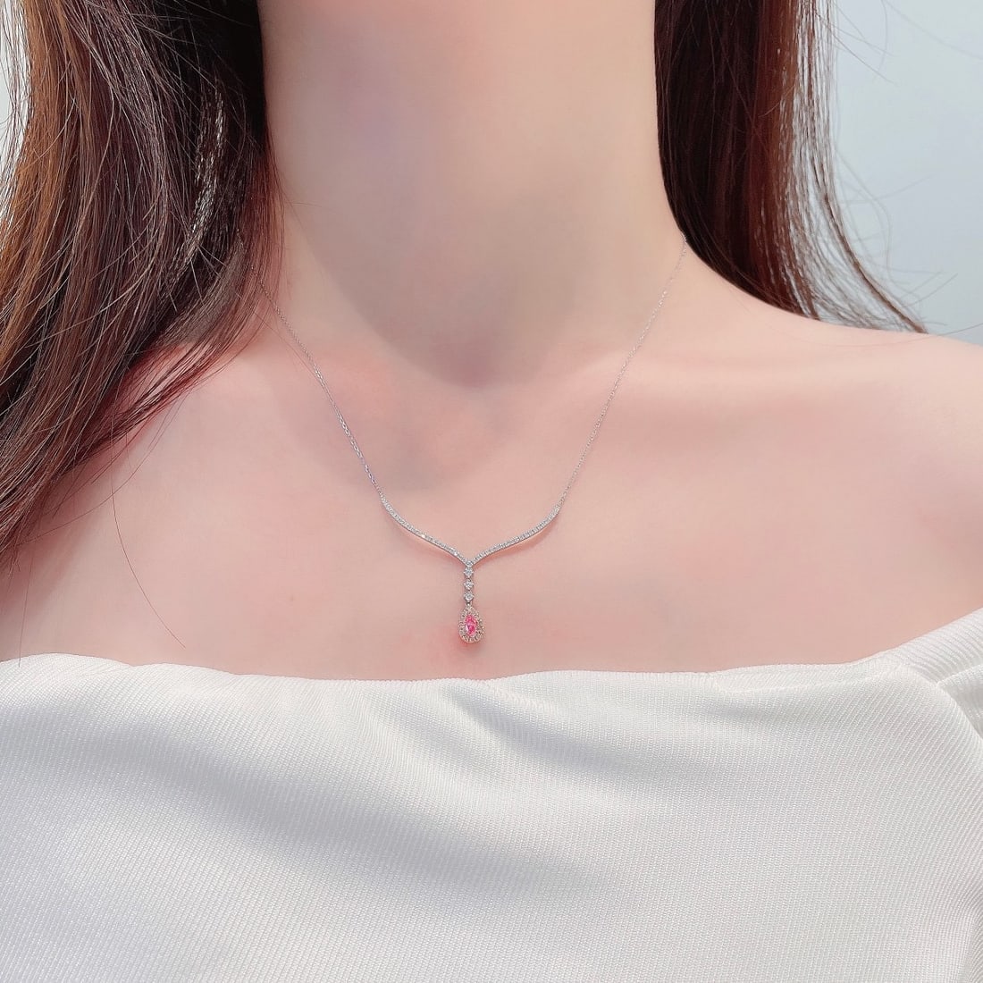 14k Gold 0.50 Ctw Natural Pink Diamond & Diamond Necklace - 2