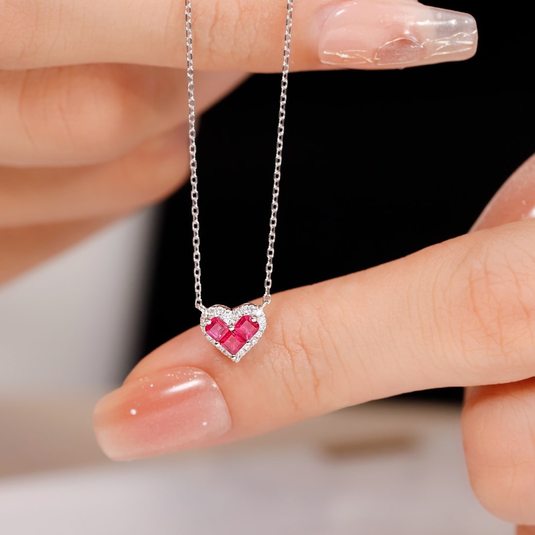 14k Gold 0.36 Ctw Natural Ruby & Diamond Necklace - 2