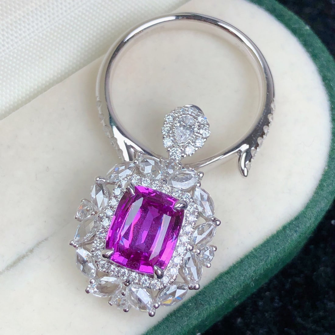 14k Gold 3.16 Ctw Natural Sapphire & Diamond Ring/pendant( Without Chain ) - 6