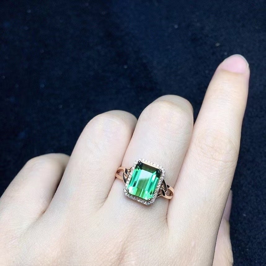 14k Gold 3.2 Ct Natural Tourmaline & Diamond Ring - 3