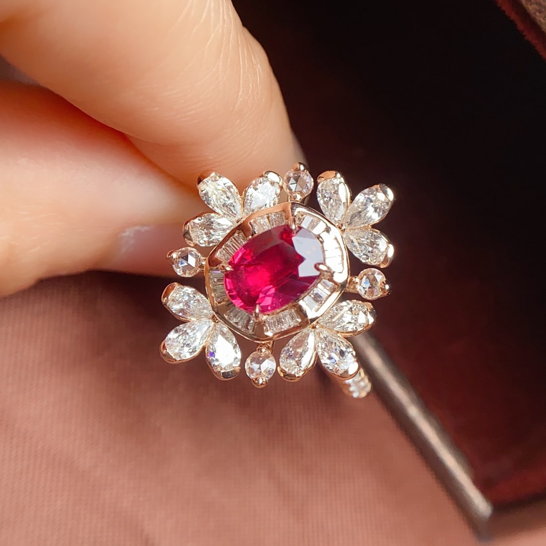 14k Gold 1.20 Ct Natural Ruby & Diamond Ring - 2