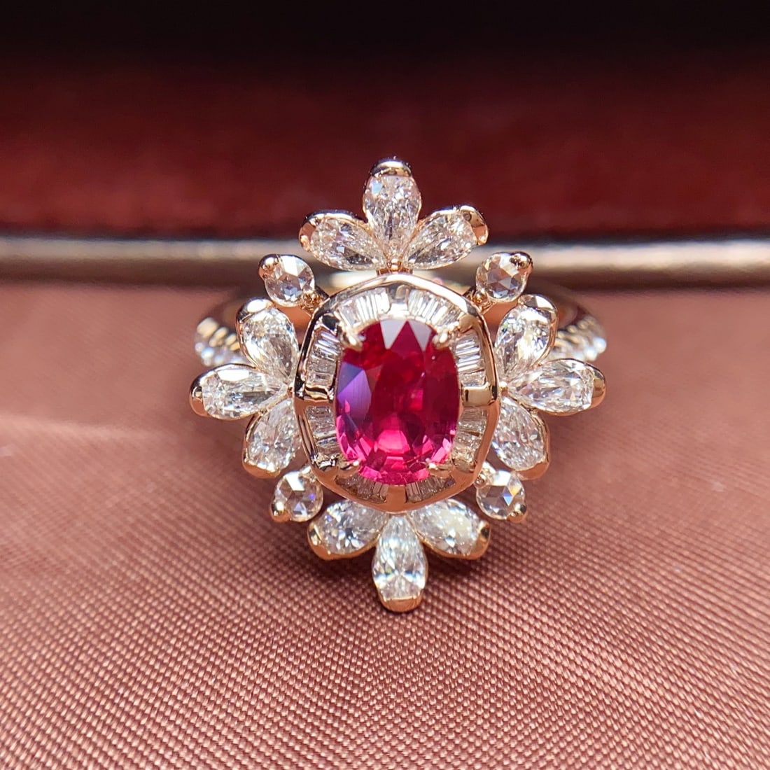 14k Gold 1.20 Ct Natural Ruby & Diamond Ring - 3