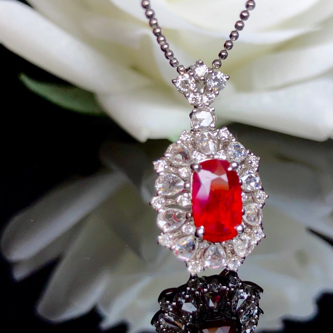 14k Gold 2.08 Ctw Natural Ruby & Diamond Pendant( Without Chain ) - 3