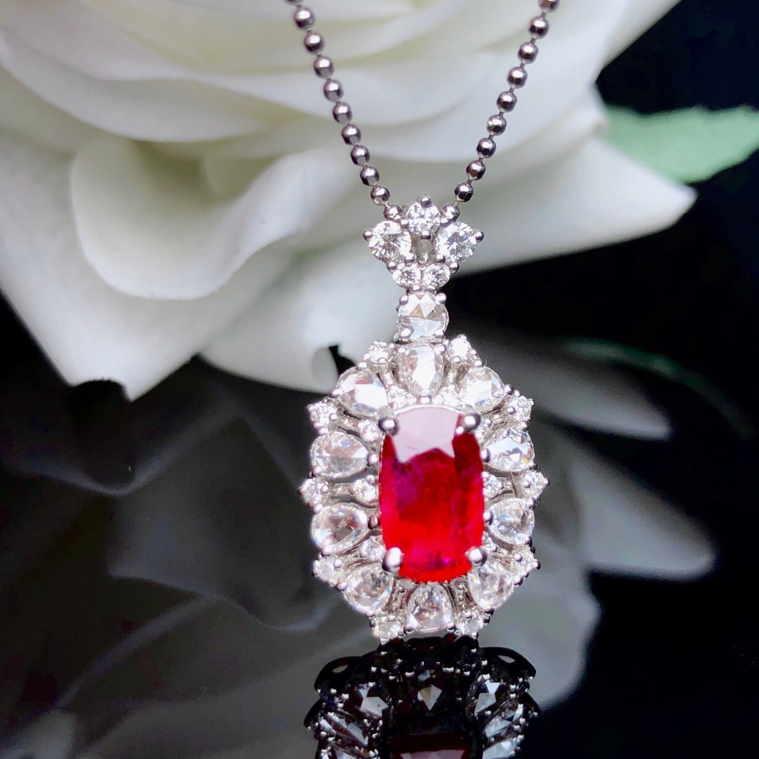 14k Gold 2.08 Ctw Natural Ruby & Diamond Pendant( Without Chain ) - 4