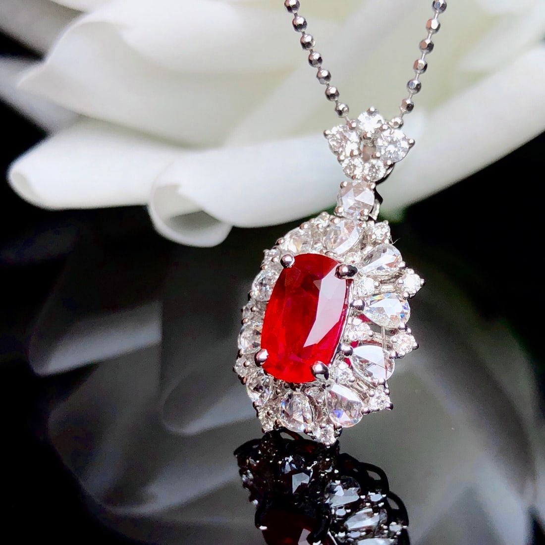 14k Gold 2.08 Ctw Natural Ruby & Diamond Pendant( Without Chain ) - 5