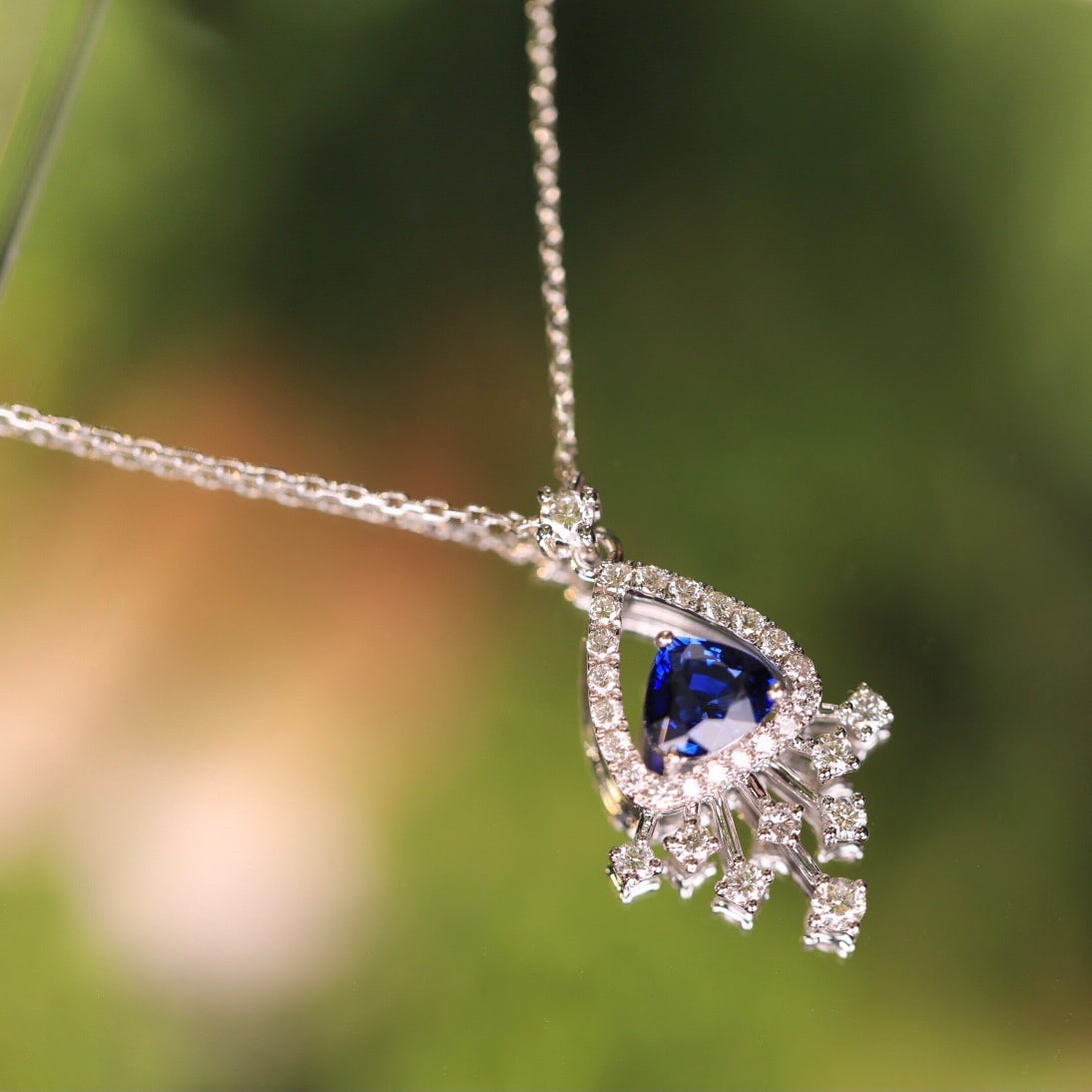 14k Gold 0.69 Ct Natural Sapphire & Diamond Necklace - 7