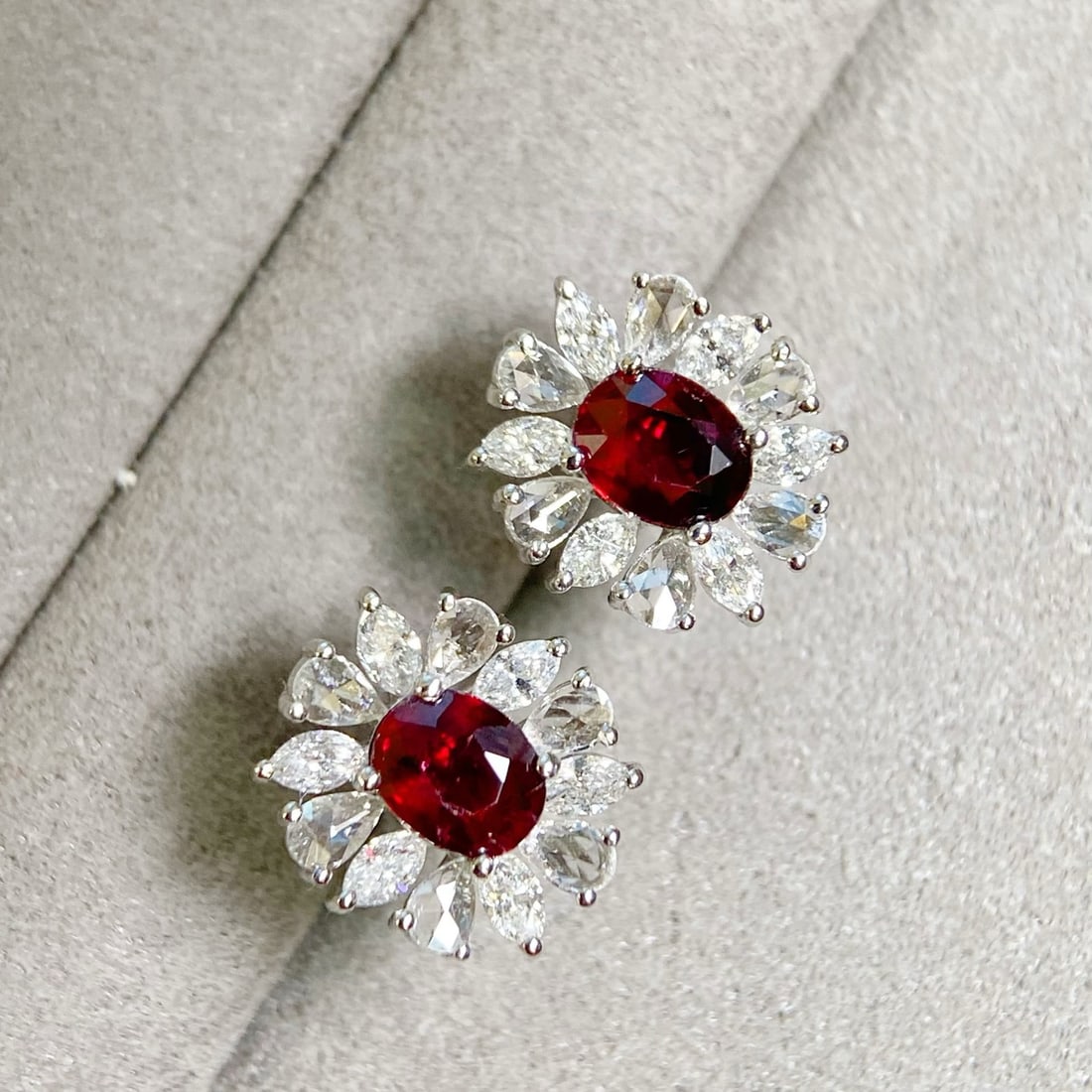 14k Gold 1.99 Ctw Natural Ruby & Diamond Earrings - 3