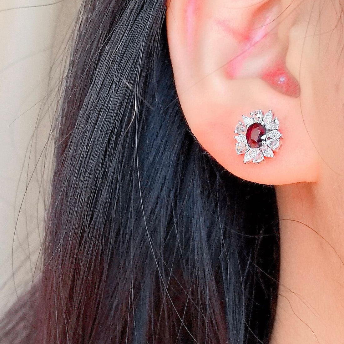 14k Gold 1.99 Ctw Natural Ruby & Diamond Earrings - 5