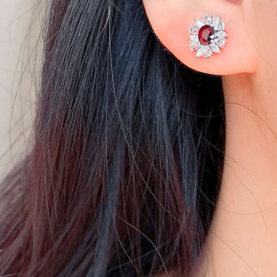 14k Gold 1.99 Ctw Natural Ruby & Diamond Earrings - 6