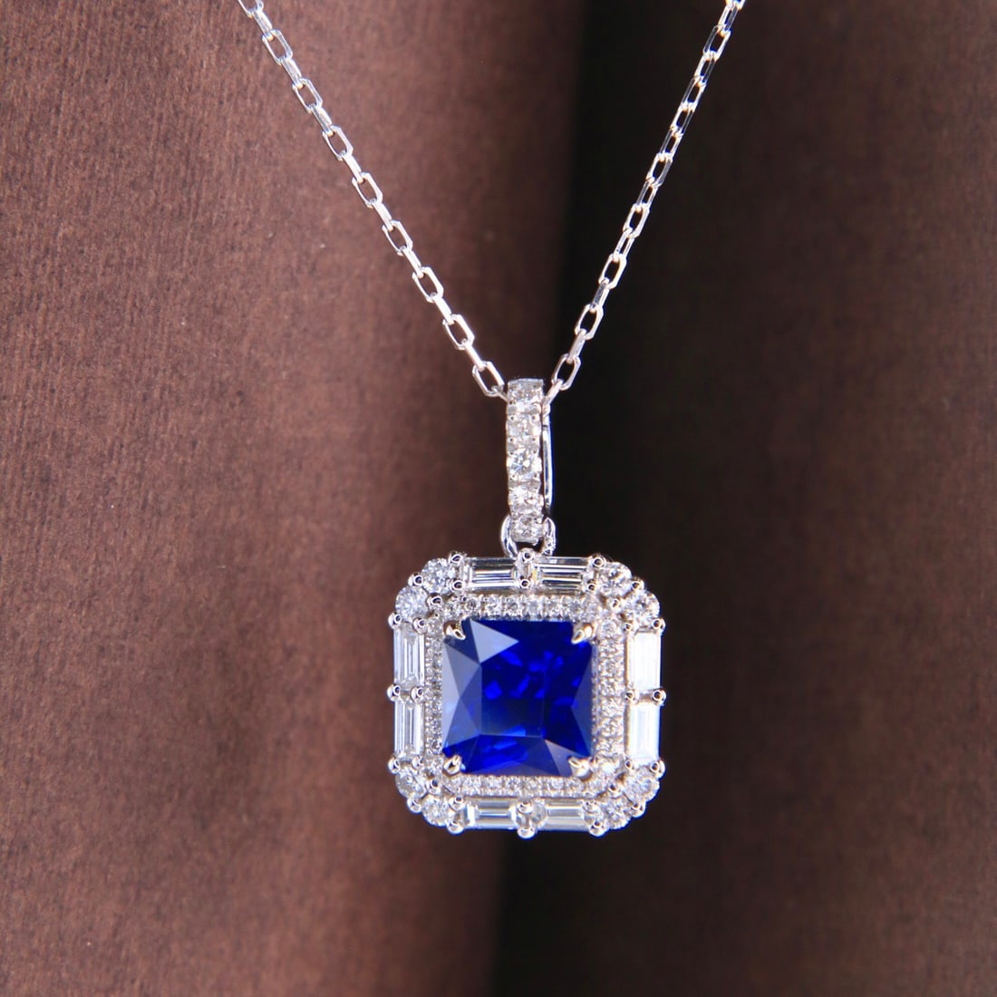 14k Gold 2.01 Ctw Natural Sapphire & Diamond Necklace - 7