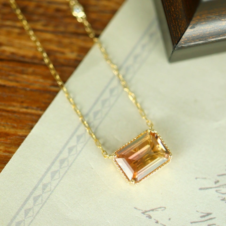 14k Gold 1.75 Ctw Natural Tourmaline & Diamond Necklace - 3