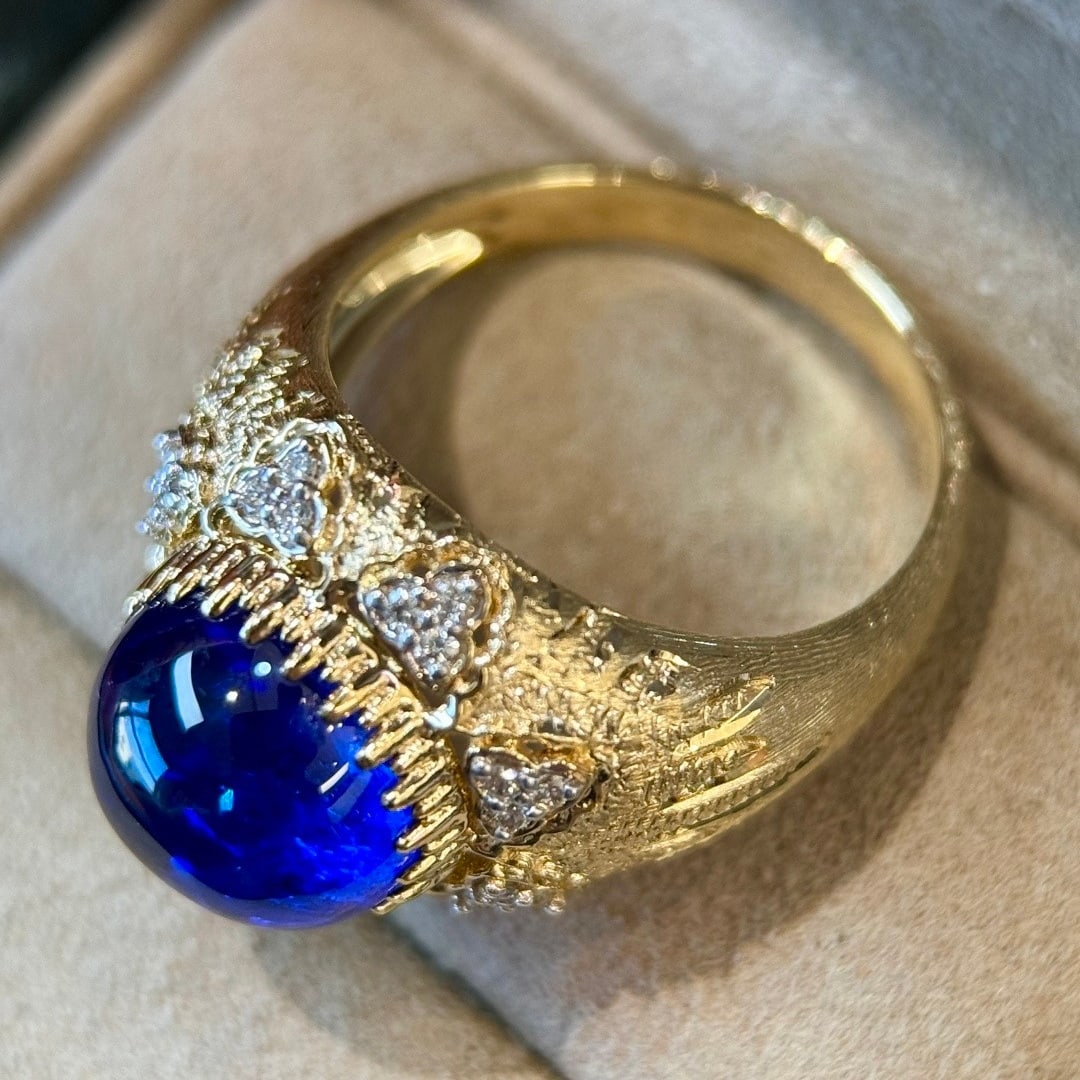 14k Gold 6.32 Ct Natural Tanzanite & Diamond Ring - 4