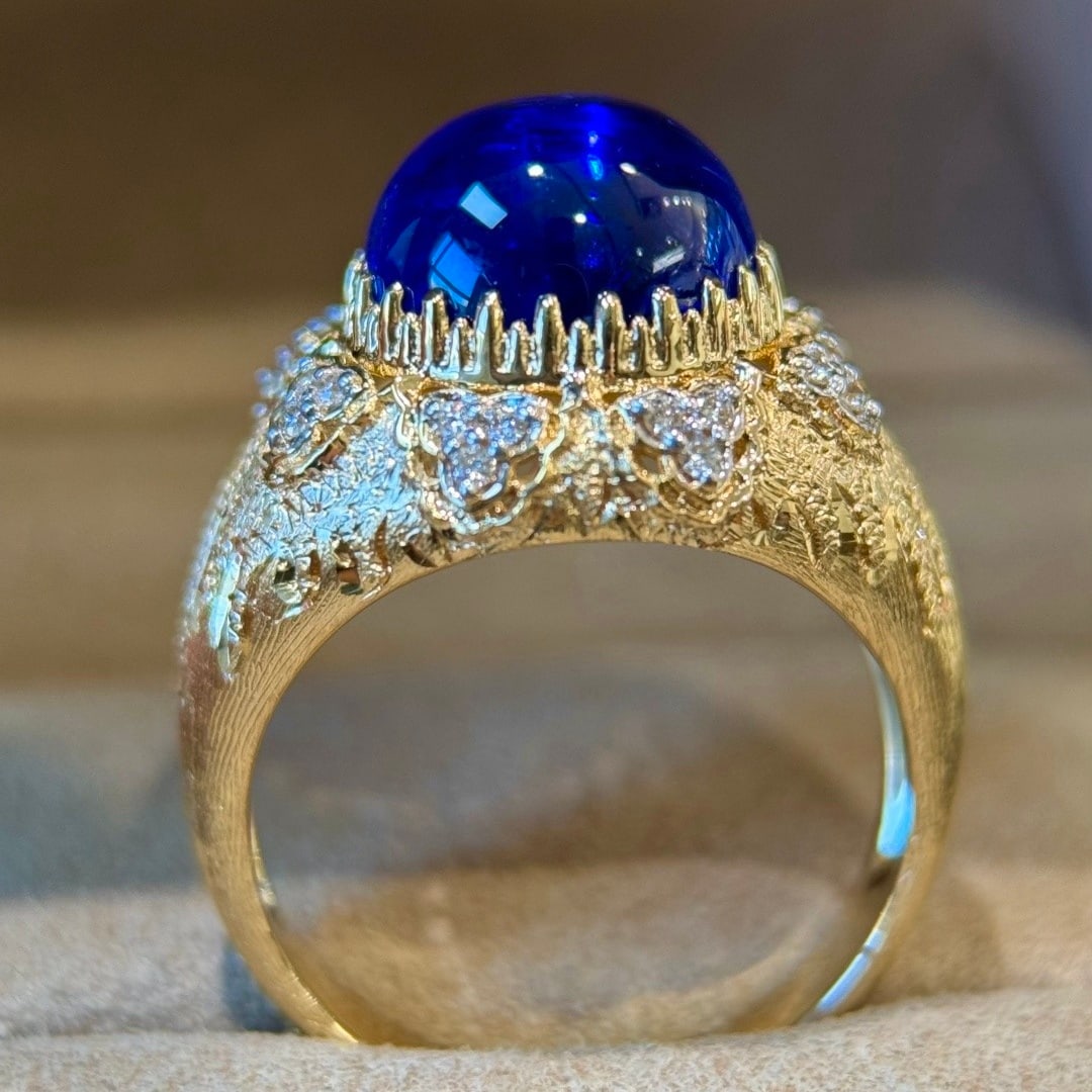 14k Gold 6.32 Ct Natural Tanzanite & Diamond Ring - 6