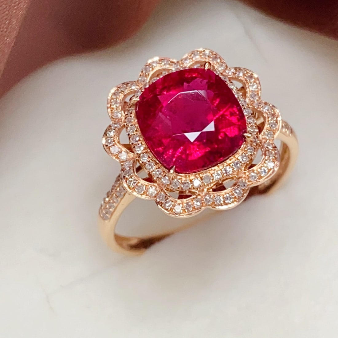 14k Gold 3.10 Ct Natural Tourmaline & Diamond Ring - 3