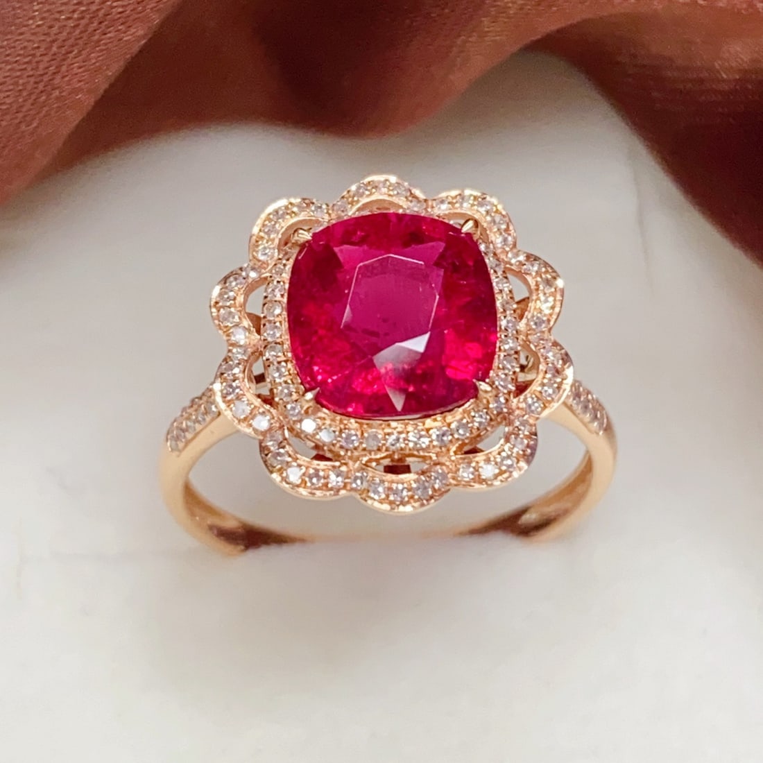 14k Gold 3.10 Ct Natural Tourmaline & Diamond Ring - 4