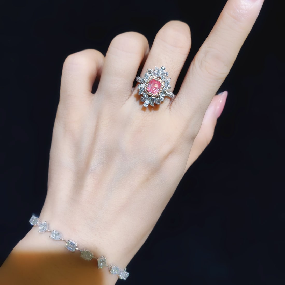 Gia Certified 14k Gold 2.14 Ctw Natural Pink Diamond & Diamond Ring/pendant( Without Chain ) - 5