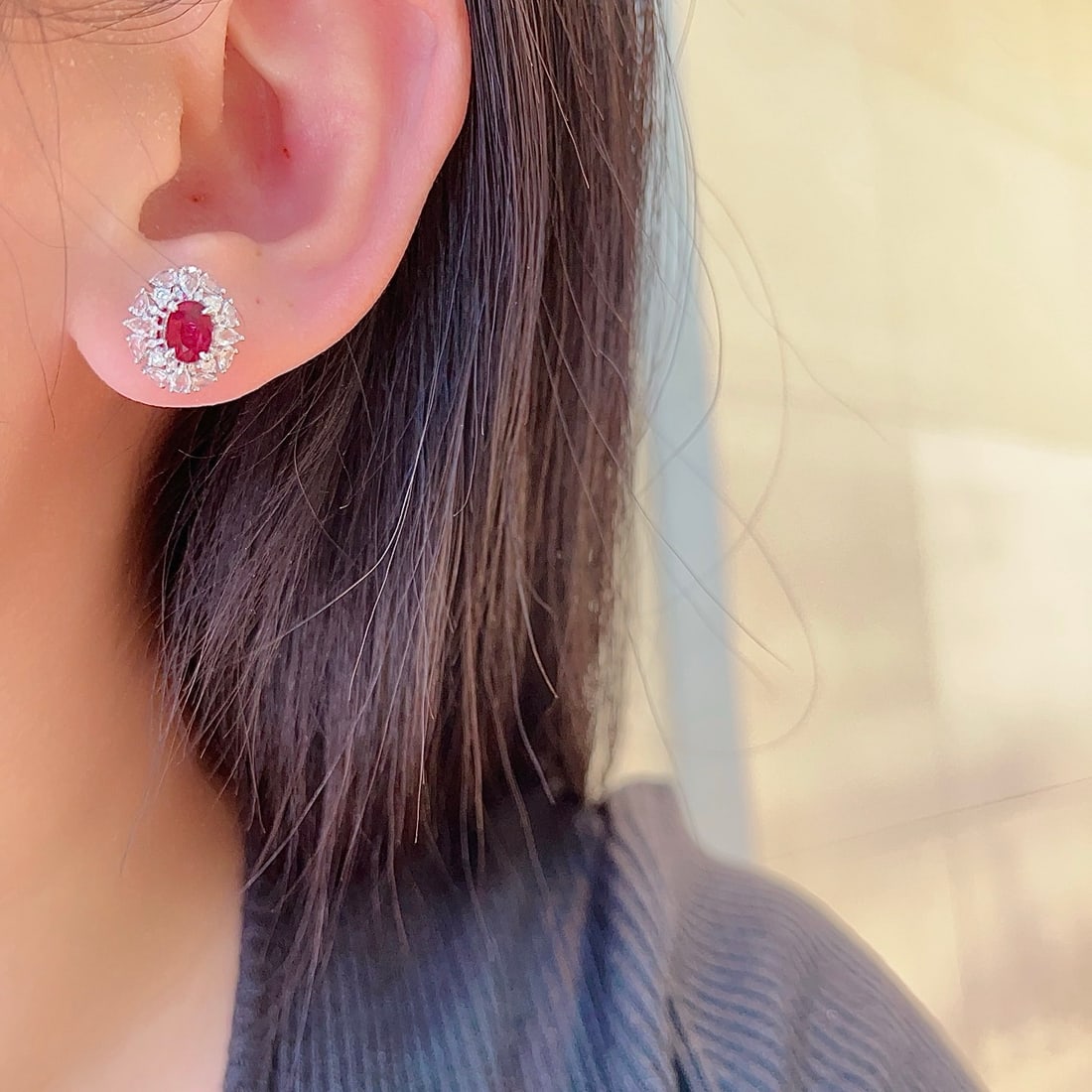 14k Gold 2.32 Ctw Natural Ruby & Sapphire Earrings - 6